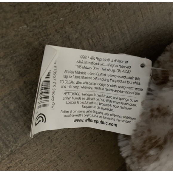Wild Republic Plush Snowy Owl 11” White Brown Soft Stuffed Animal Toy TAG - Picture 11 of 14